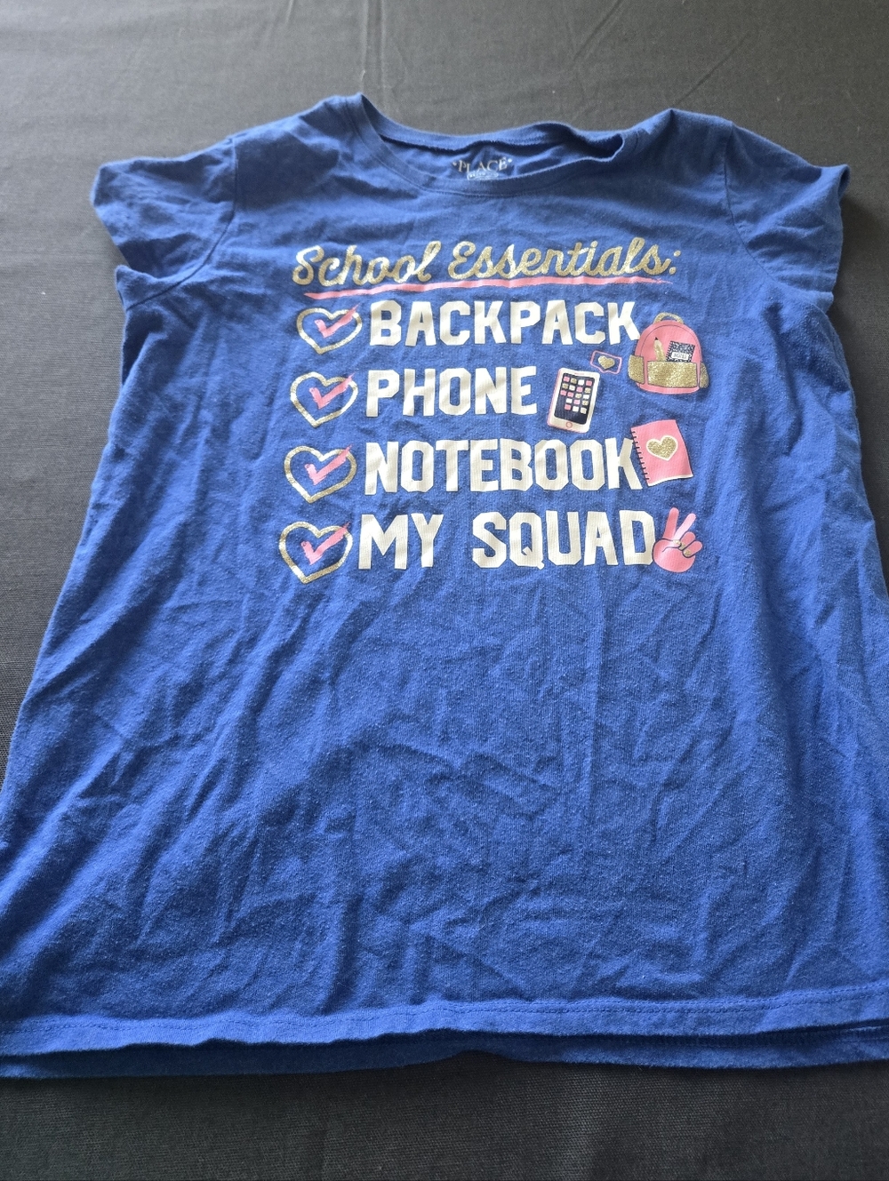 Place Blue 'School Essentials' Graphic Tee with Pink Accents